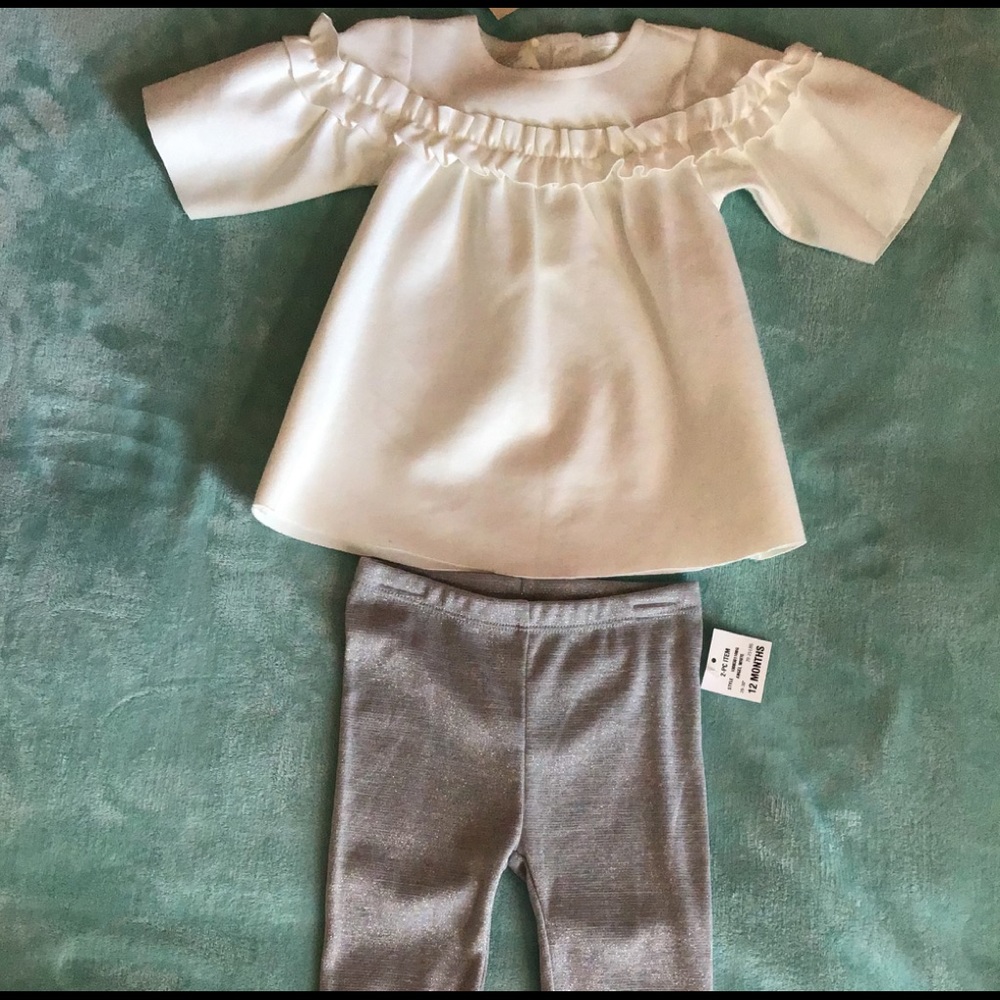 Dressy top and shimmer bottoms